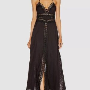 Charo Ruiz Black Imagen Crochet Maxi Dress | Size L | NWOT